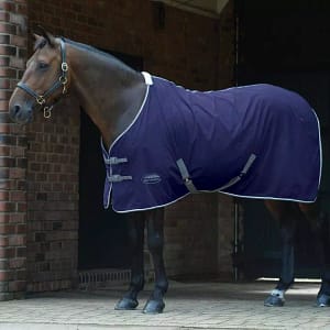 WeatherBeeta Cotton Show Sheet with Surcingles II Standard Neck Blue/Grey/White